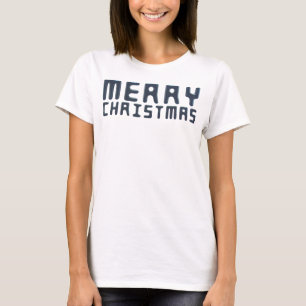 Blå text i 3D-God jul T-skikt T Shirt