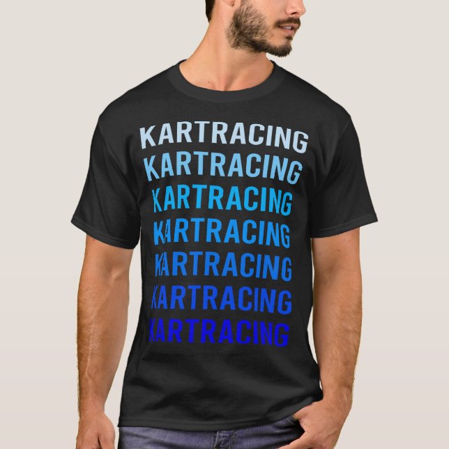 Blå Text Kart Racing Karts T Shirt (Framsida)