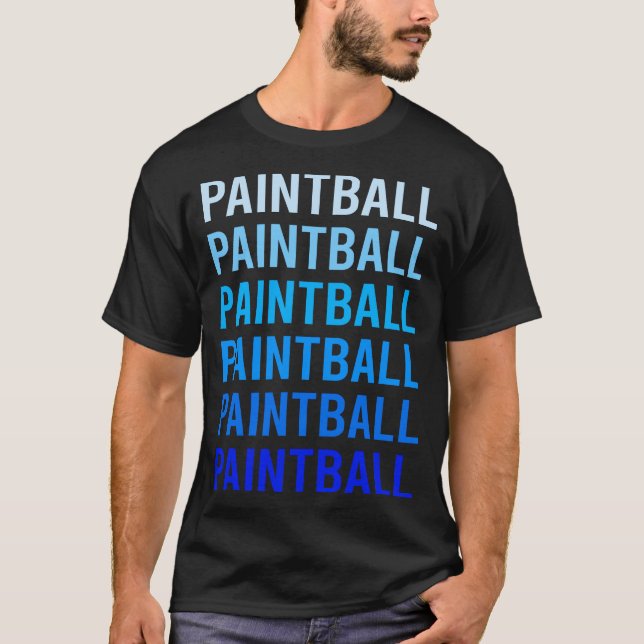 Blå Text Målarfärg T Shirt (Framsida)
