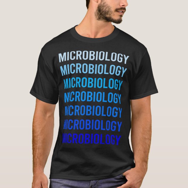 Blå text mikrobiologi mikrobiolog t shirt (Framsida)