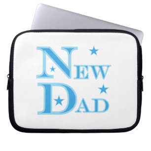 Blå text nya pappa-presentationer laptop sleeve
