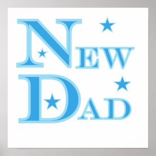 Blå text nya pappa-presentationer poster