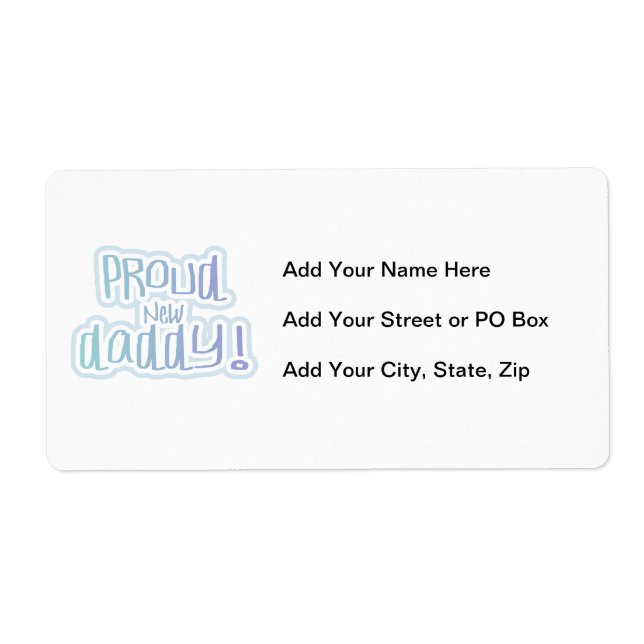 Blå text, stolt nya pappa-gåvor fraktsedel (Framsidan)