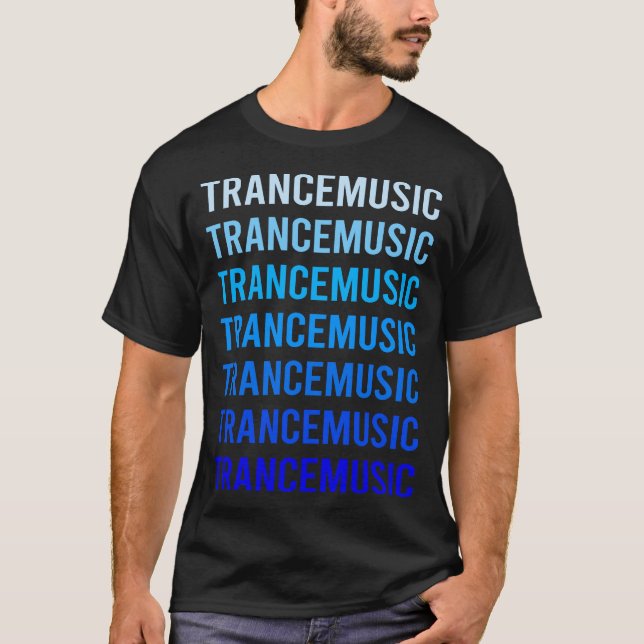 Blå text Trance-musik T Shirt (Framsida)