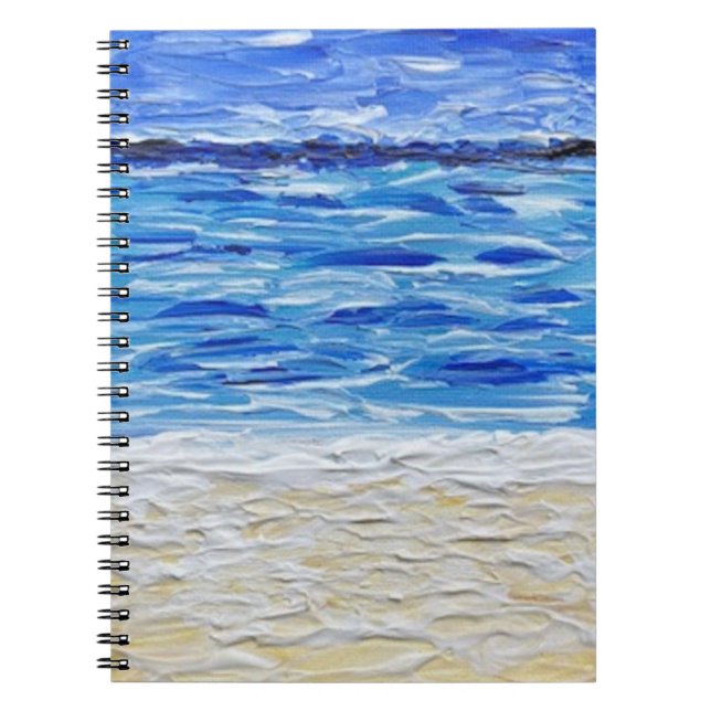 Blå Textur Strand Art Print Anteckningsbok (Framsidan)