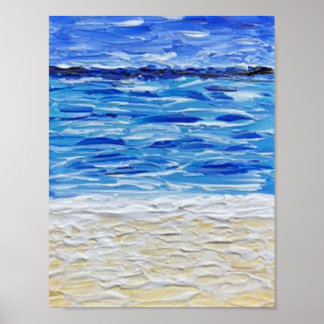 Blå Textur Strand Art Print Poster