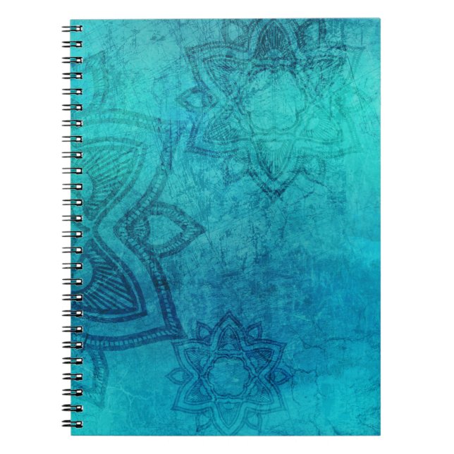Blå texturerad Lotus Anteckningsbok (Framsidan)
