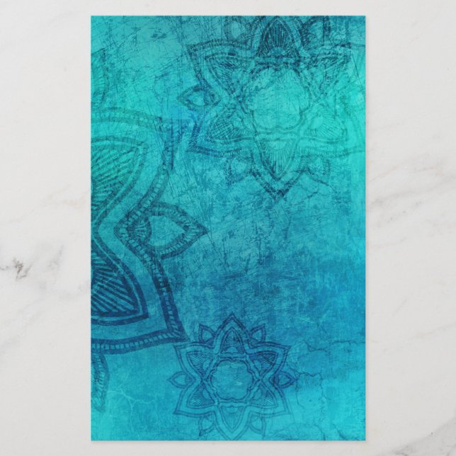 Blå texturerad Lotus Brevpapper (Framsida)