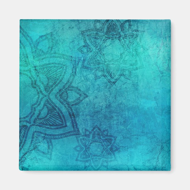 Blå texturerad Lotus Magnet (Framsidan)