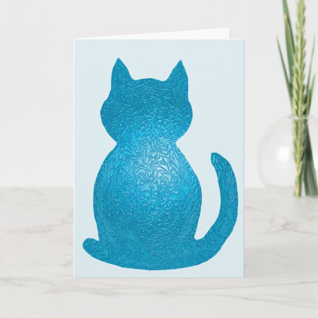 Blå texturerade CrystalKatz-hälsningskort Kort (Framsida)
