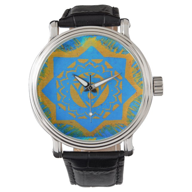 blå tibetansk guld-design armbandsur (Framsida)