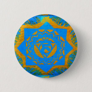 blå tibetansk guld-design knapp