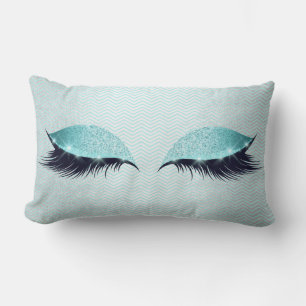 Blå Tiffany Cat's Öga Lash Glitter Makeup Black Lumbarkudde