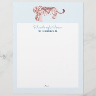 Blå Tiger Baby Shower Rådkort Flyer