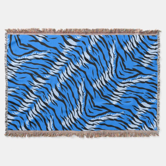 Blå Tiger Djurhudsmönsterdesign  Filt (Framsidan)