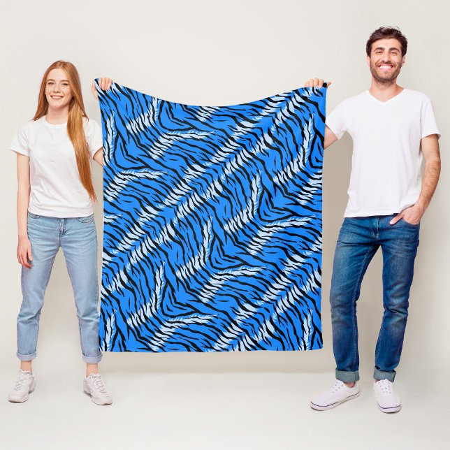 Blå Tiger Djurhudsmönsterdesign  Fleecefilt (Skapare uppladdad)