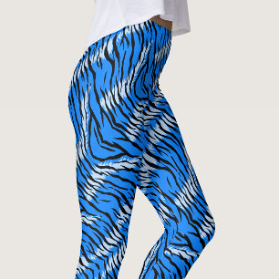 Blå Tiger Djurhudsmönsterdesign Leggings