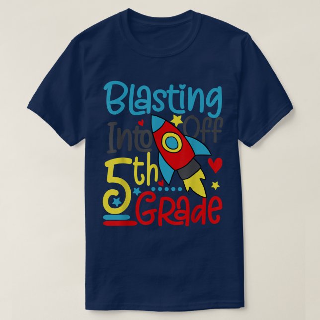 Blå till 5:e Klass Back to school Space R T Shirt (Design framsida)