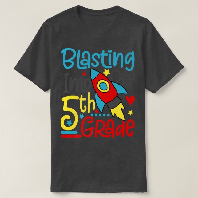 Blå till 5:e Klass Back to school Space R T Shirt (Design framsida)