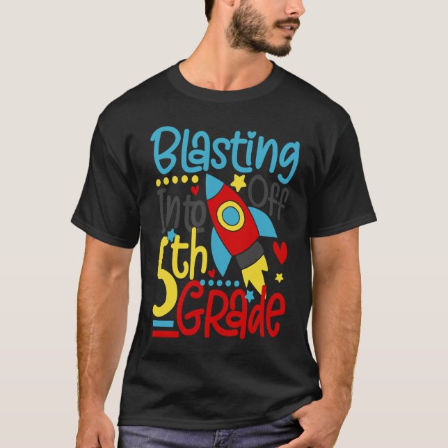 Blå till 5:e Klass Back to school T Shirt (Framsida)