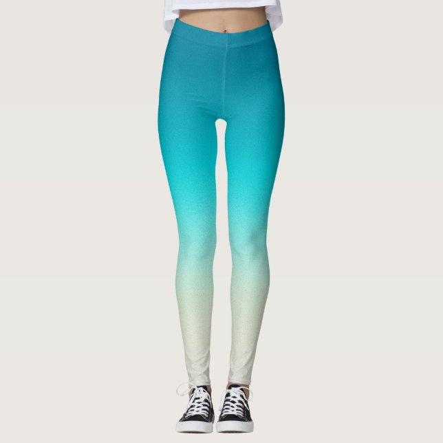 Blå till Aqua Gradient Leggings Modern Ombre Atlet (Framsida)