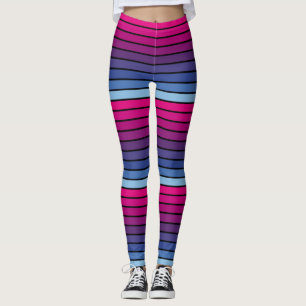 Blå till Rosa Gradient stripe-lager Leggings