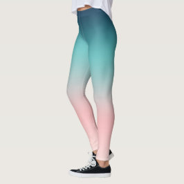Blå till Rosa Sunset Ombre Leggings