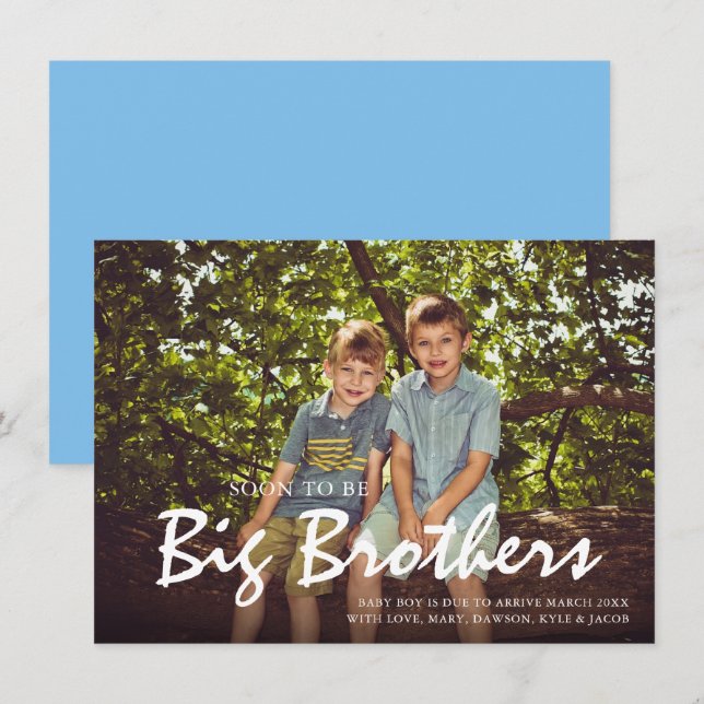 Blå tilläggskort för Photo Gravid Big Brother Meddelande (Fram/baksida)