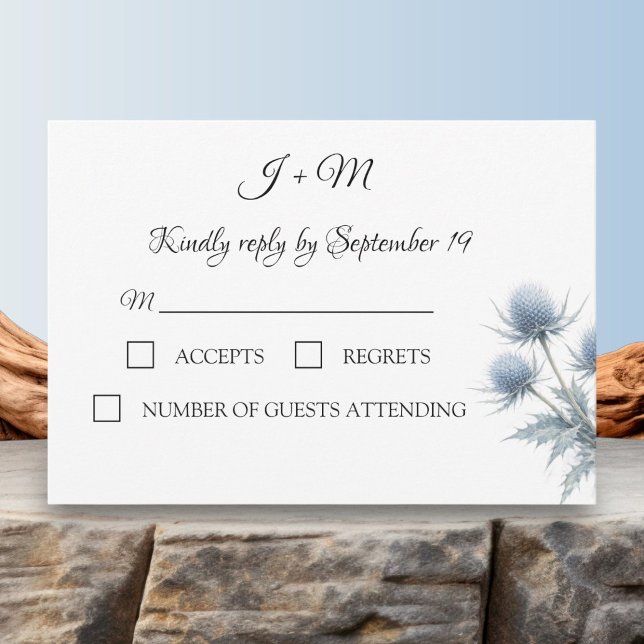 Blå Tistel Skotsk Enkel Bröllops RSVP OSA Kort (Skapare uppladdad)