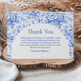 Blå Toalett Blommig Examenkalas Tack Kort