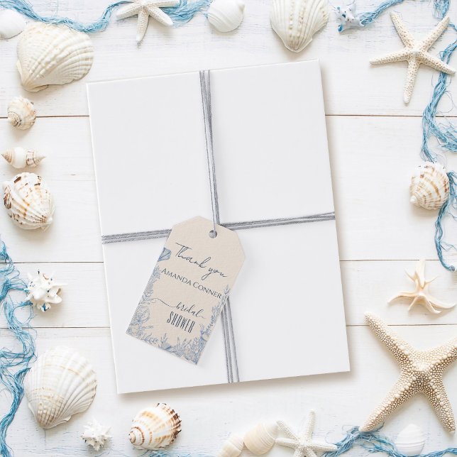 Blå toalett ocean tema Bröllopsdusch Presentetikett (Skapare uppladdad)