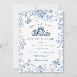 Blå Toalettpumpa Fransk stuga Spara datumet Inbjudningar