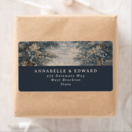 Blå Toile Bröllop Vintage Gobeläng elegant Fraktsedel