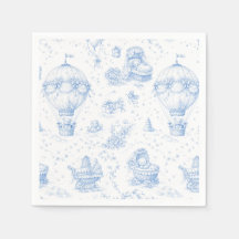 Blå Toile de Jouy Bebis Shower Servetter