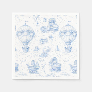 Blå Toile de Jouy Bebis Shower Servetter