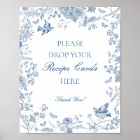 Blå Toile De Jouy Blommig Dela Ett Recept Bröllop