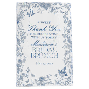 Blå Toile De Jouy Bröllopsbrunchgåvor