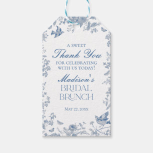 Blå Toile De Jouy Bröllopsbrunchpresenter Presentetikett