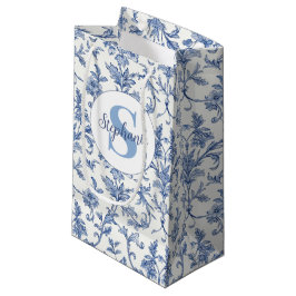Blå Toile de Jouy fransk landstil blomster mönster