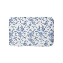 Blå Toile de Jouy fransk landstil blomster mönster