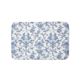 Blå Toile de Jouy fransk landstil blomster mönster Badrumsmatta