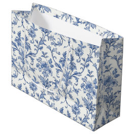 Blå Toile de Jouy fransk landstil blomstermönster