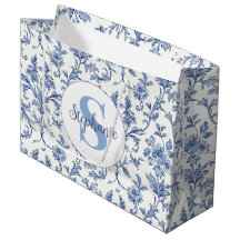 Blå Toile de Jouy fransk landstil blomstermönster