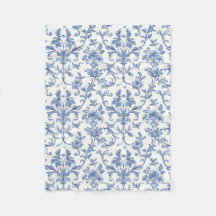Blå Toile de Jouy fransk landstil blomstermönster