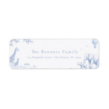 Blå Toile De Jouy Safari Baby Shower Retur