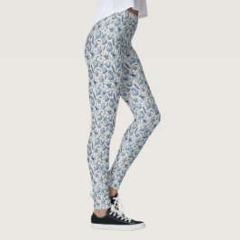 Blå Toile Jul Ornamentik, Klockor & Band Leggings