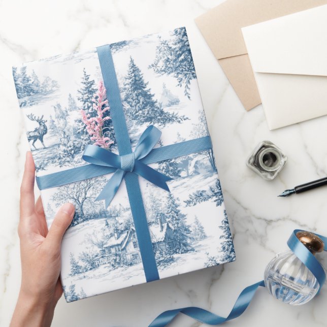 Blå Toile Julmönster  Presentpapper (Gifting)