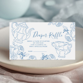 Blå Toile Tekopp Diaper Lotteri Tilläggskort