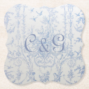 Blå tok Monogrammed Underlägg Papper