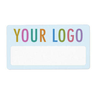 Blå tomma namnstickers med logotyp etiketter fraktsedel